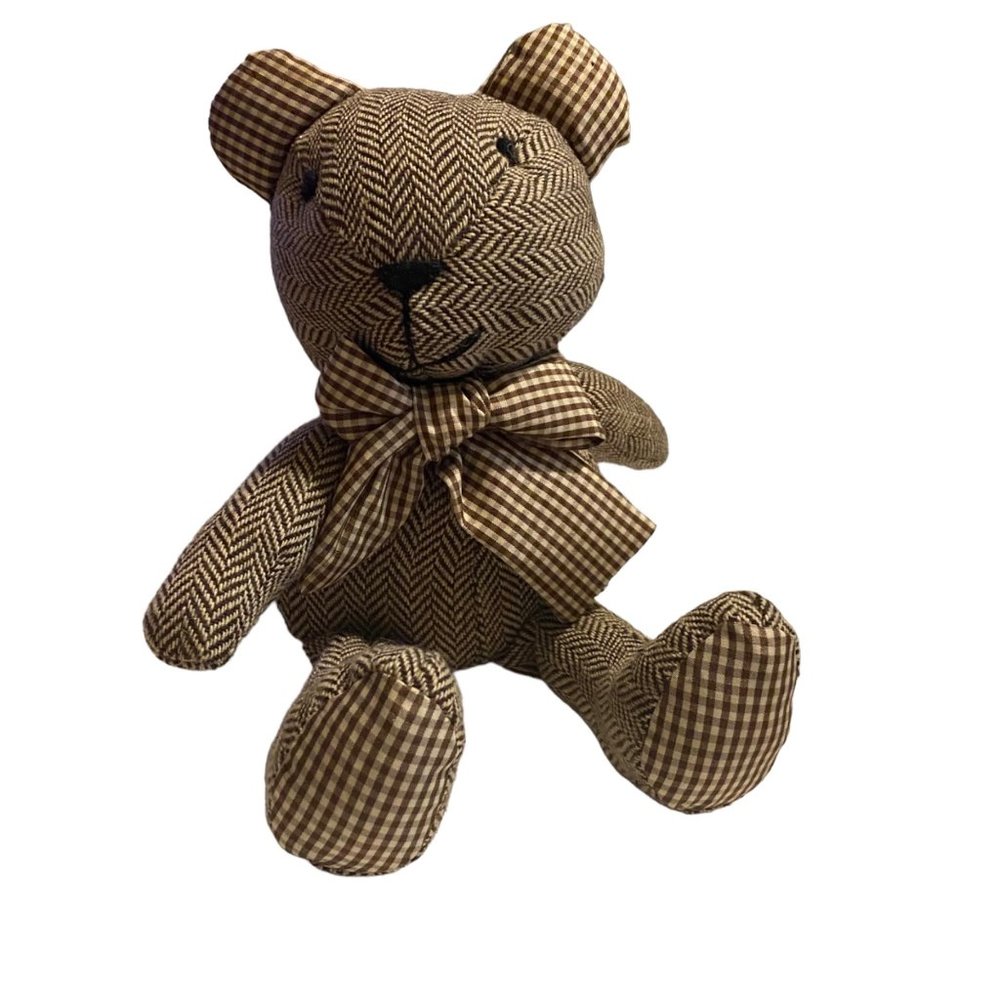 Jo-Ann Fabrics Fabric Material Stripe Plaid Chevron Teddy Bear Stuffed Animal 7"